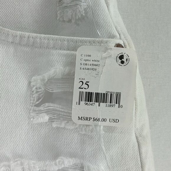 Free People Maggie Mid Rise Denim Shorts -Optic White- Size 25- NWT - Picture 2 of 11